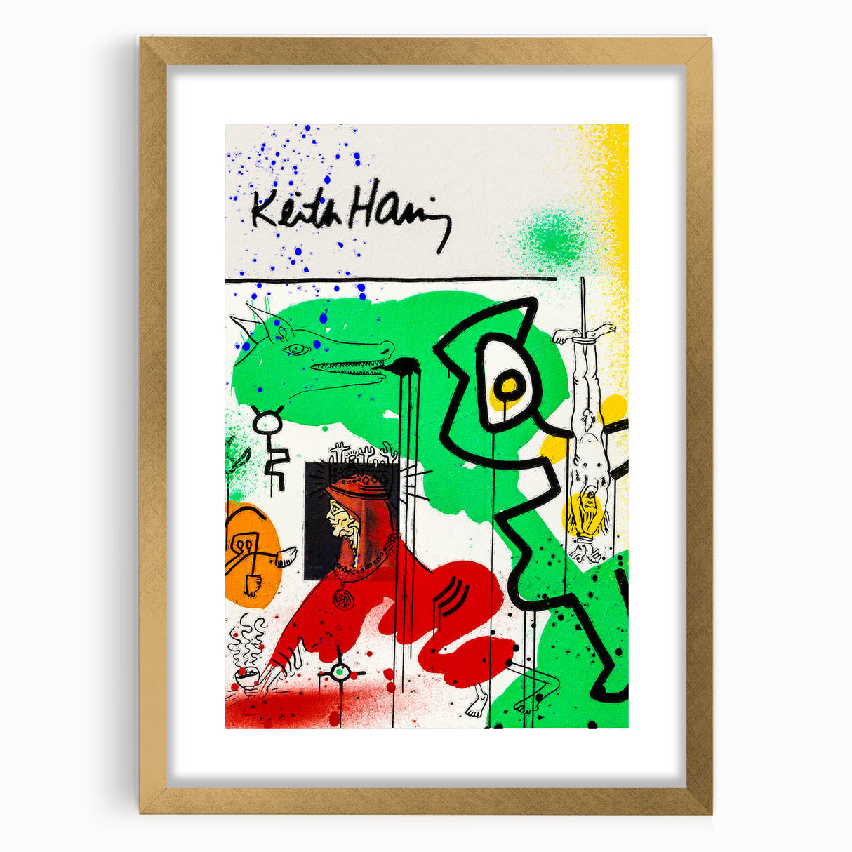 Fiery Passion Pop Art Wall Art – Bold Green, Red, and Black Canvas