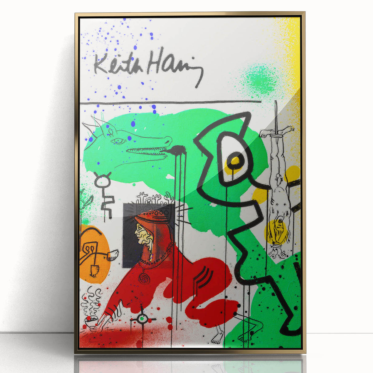 Fiery Passion Pop Art Wall Art – Bold Green, Red, and Black Canvas
