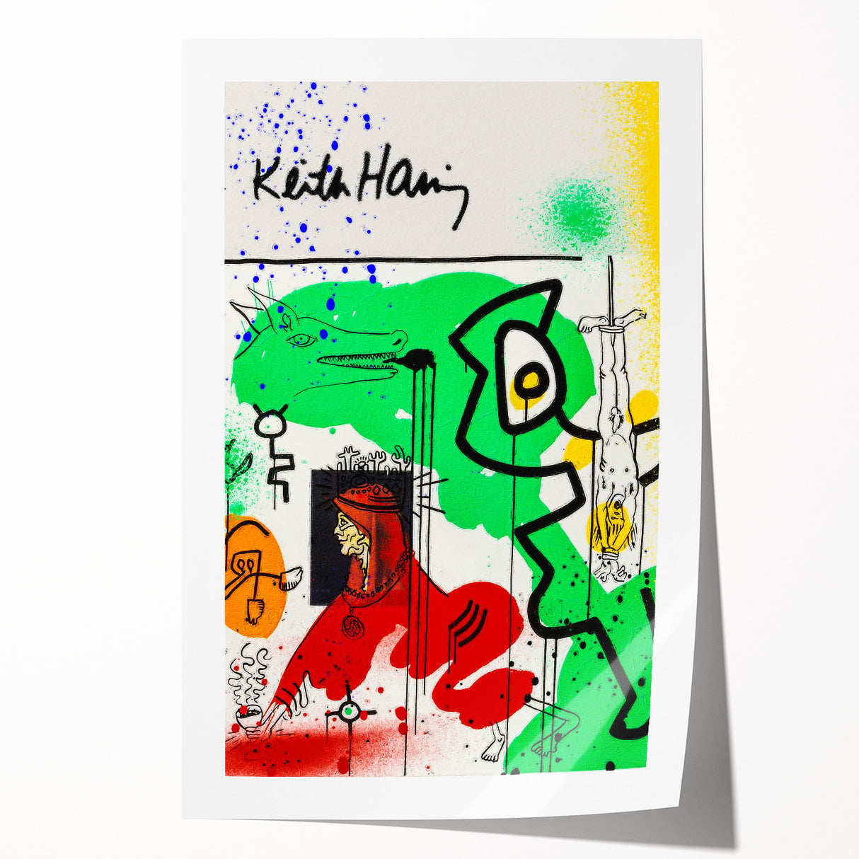 Vibrant Pop Art Wall Art - Green, Red, and Yellow Canvas Print