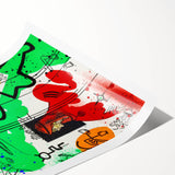 Fiery Passion Pop Art Wall Art – Bold Green, Red, and Black Canvas