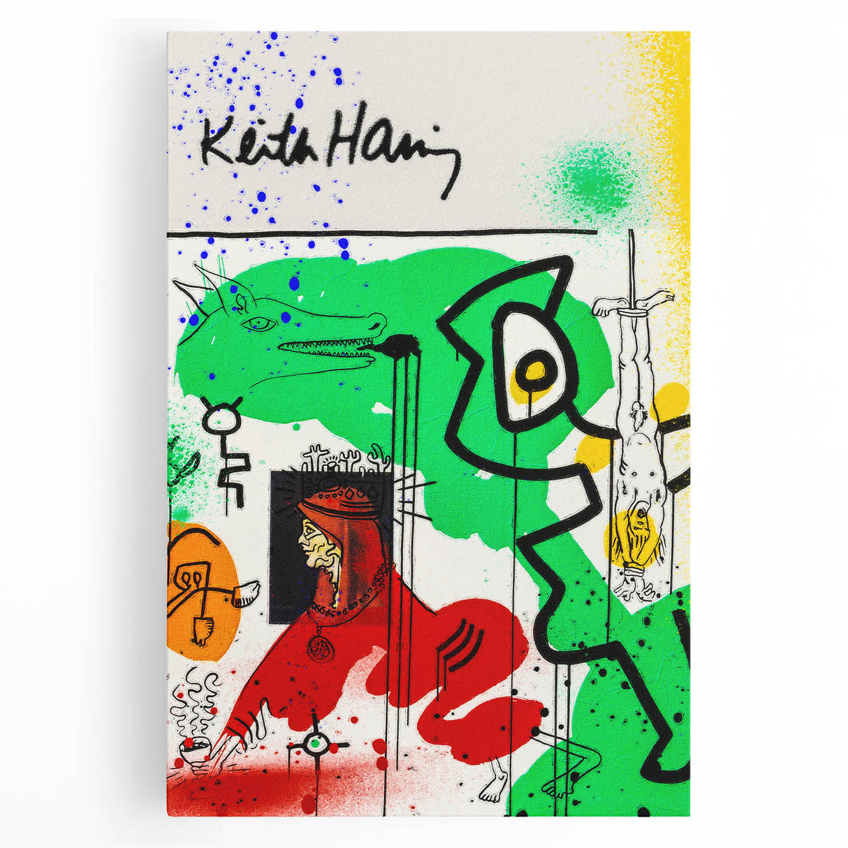 Vibrant Pop Art Wall Art - Green, Red, and Yellow Canvas Print
