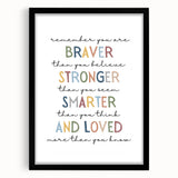Braver Stronger Smarter Typography Art – Motivational Wall Decor