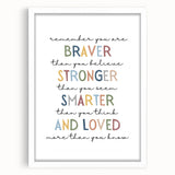 Braver Stronger Smarter Typography Art – Motivational Wall Decor