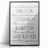 Braver Stronger Smarter Typography Art – Motivational Wall Decor