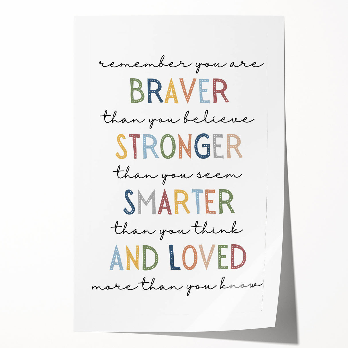 Braver Stronger Smarter Typography Art – Motivational Wall Decor
