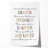 Braver Stronger Smarter Typography Art – Motivational Wall Decor