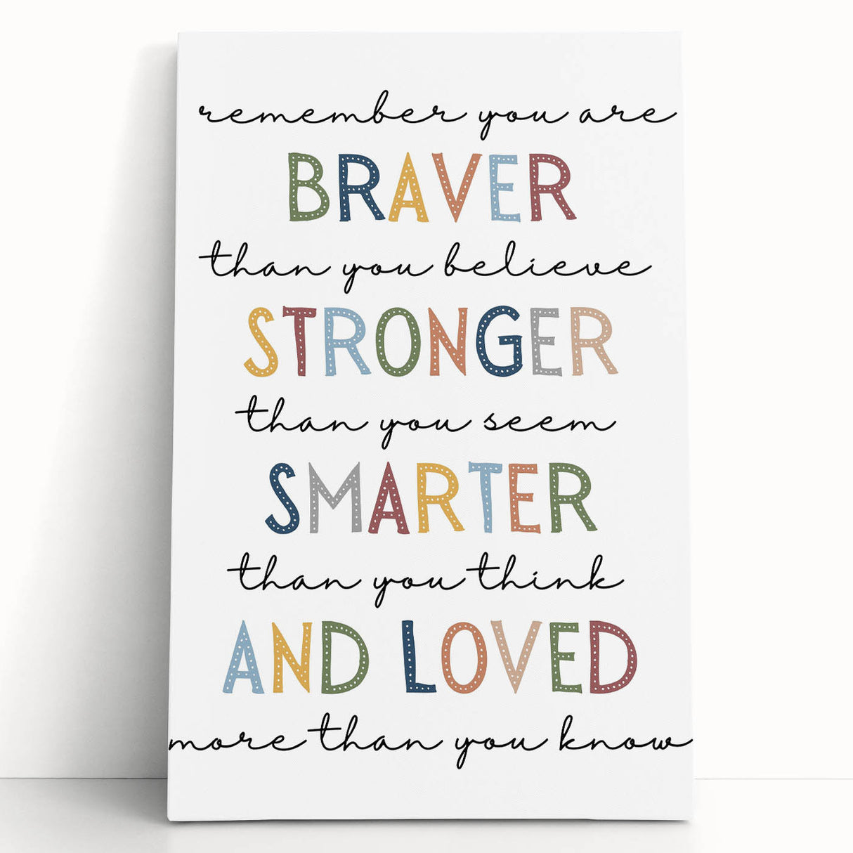 Braver Stronger Smarter Typography Art – Motivational Wall Decor