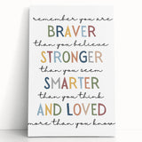 Braver Stronger Smarter Typography Art – Motivational Wall Decor