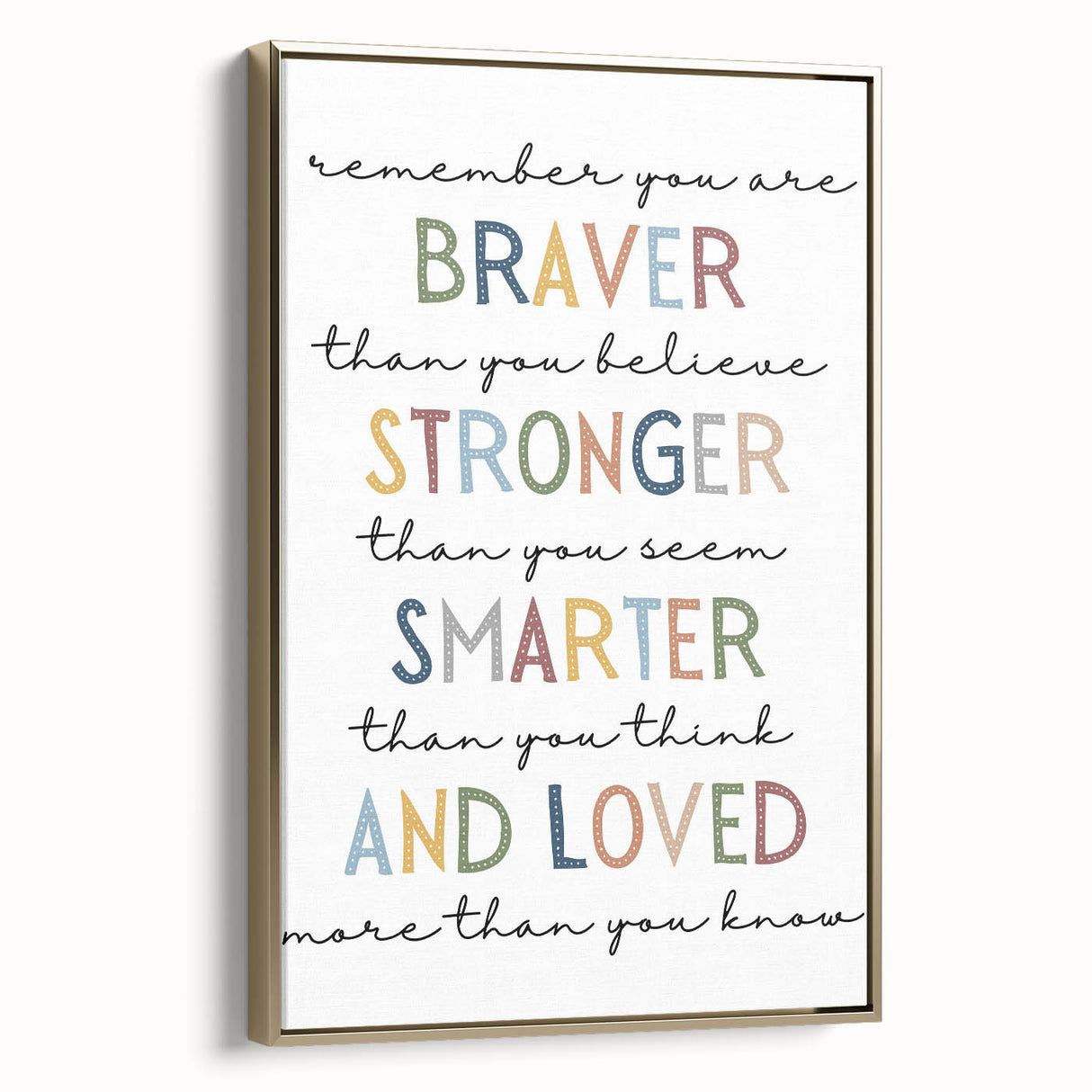 Braver Stronger Smarter Typography Art – Motivational Wall Decor