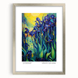 Textured art print depicting an abstract interpretation of Van Gogh's style in a silver frame, suitable for bedroom decor.