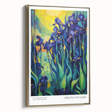 Impressionist landscape painting with vibrant blue and gold tones on a framed canvas, ideal for bedroom decor.