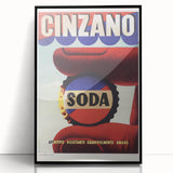 Cinzano Soda Retro Advertisement Vintage Poster Art - Mid-Century Print