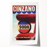 Cinzano Soda Retro Advertisement Vintage Poster Art - Mid-Century Print
