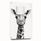 Quirky Giraffe Bathroom Wall Art - Fun Black and White Decor