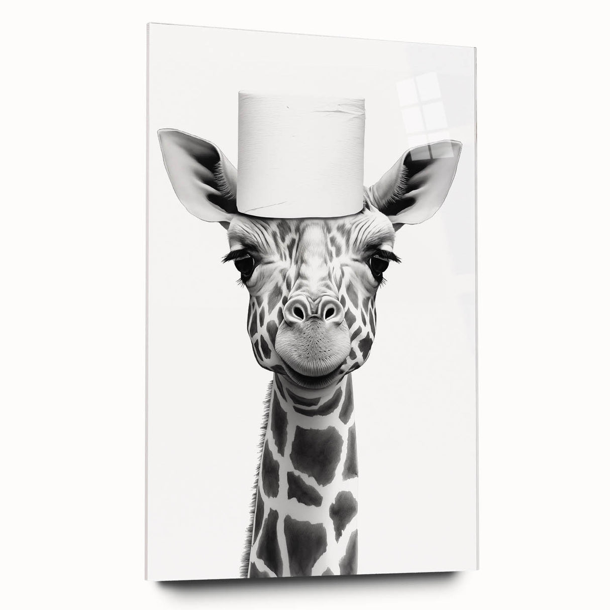 Quirky Giraffe Bathroom Wall Art - Fun Black and White Decor
