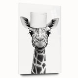 Quirky Giraffe Bathroom Wall Art - Fun Black and White Decor