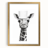 Quirky Giraffe Bathroom Wall Art - Fun Black and White Decor