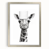 Quirky Giraffe Bathroom Wall Art - Fun Black and White Decor