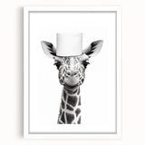 Quirky Giraffe Bathroom Wall Art - Fun Black and White Decor