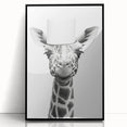 Quirky Giraffe Bathroom Wall Art - Fun Black and White Decor