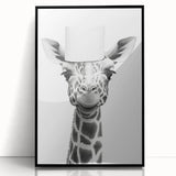 Quirky Giraffe Bathroom Wall Art - Fun Black and White Decor
