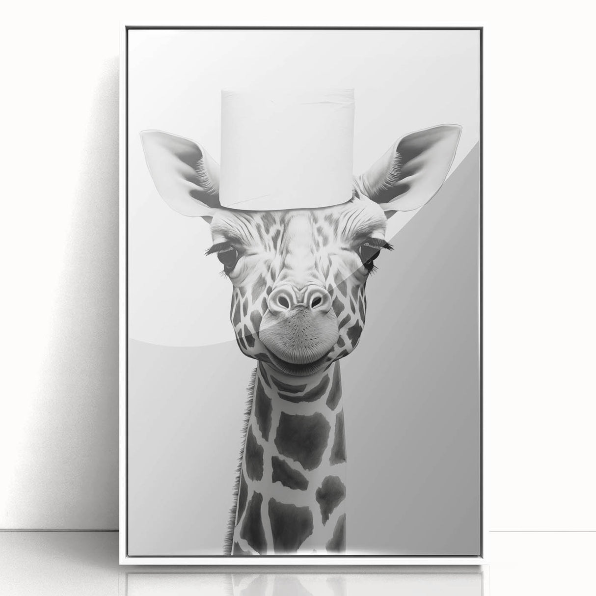Quirky Giraffe Bathroom Wall Art - Fun Black and White Decor