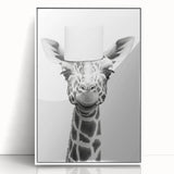 Quirky Giraffe Bathroom Wall Art - Fun Black and White Decor