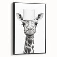 Quirky Giraffe Bathroom Wall Art - Fun Black and White Decor