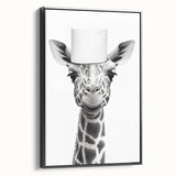 Quirky Giraffe Bathroom Wall Art - Fun Black and White Decor