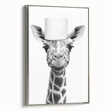 Quirky Giraffe Bathroom Wall Art - Fun Black and White Decor