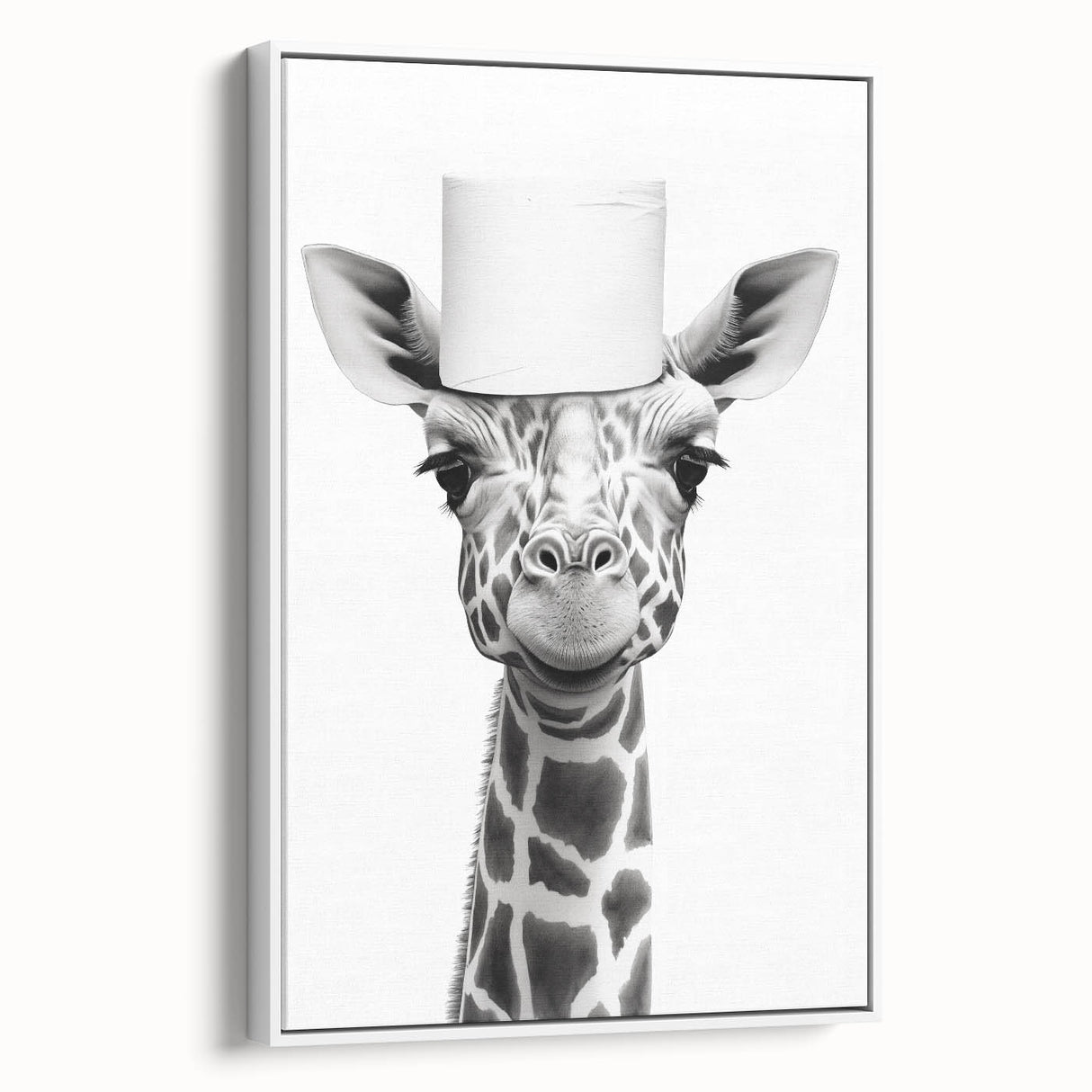 Quirky Giraffe Bathroom Wall Art - Fun Black and White Decor