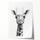 Quirky Giraffe Bathroom Wall Art - Fun Black and White Decor
