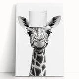 Quirky Giraffe Bathroom Wall Art - Fun Black and White Decor
