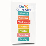 Days of the Week Learning Wall Art - Kids Educational Poster