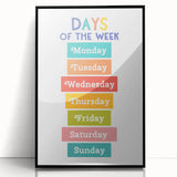 Days of the Week Learning Wall Art - Kids Educational Poster