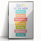 Days of the Week Learning Wall Art - Kids Educational Poster