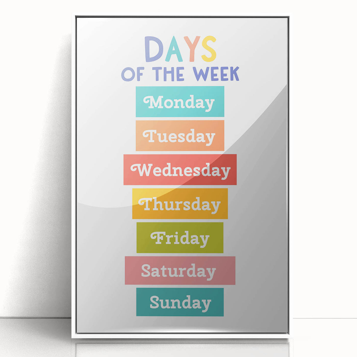Days of the Week Learning Wall Art - Kids Educational Poster