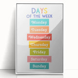 Days of the Week Learning Wall Art - Kids Educational Poster