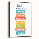 Days of the Week Learning Wall Art - Kids Educational Poster