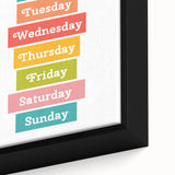 Days of the Week Learning Wall Art - Kids Educational Poster