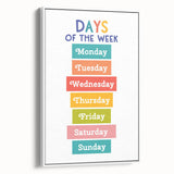 Days of the Week Learning Wall Art - Kids Educational Poster