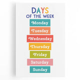 Days of the Week Learning Wall Art - Kids Educational Poster