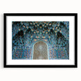 Extra large abstract art print of a colorful Moroccan landscape on textured canvas, ideal for living room decor.