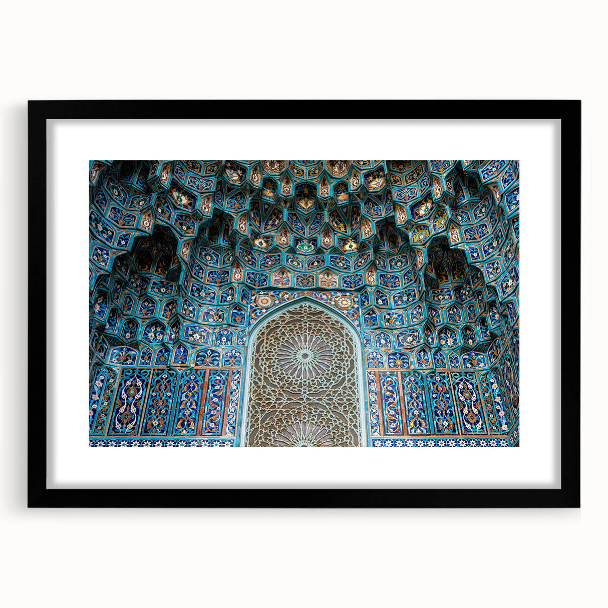 Extra large abstract art print of a colorful Moroccan landscape on textured canvas, ideal for living room decor.