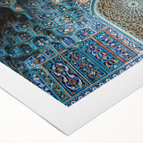 Art deco poster featuring a Moroccan landscape in muted earth tones on rolled canvas, suitable for dining room decor.