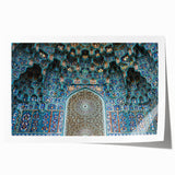 Extra large rolled print of a Moroccan landscape with vibrant floral elements, ideal for art wall dining room.