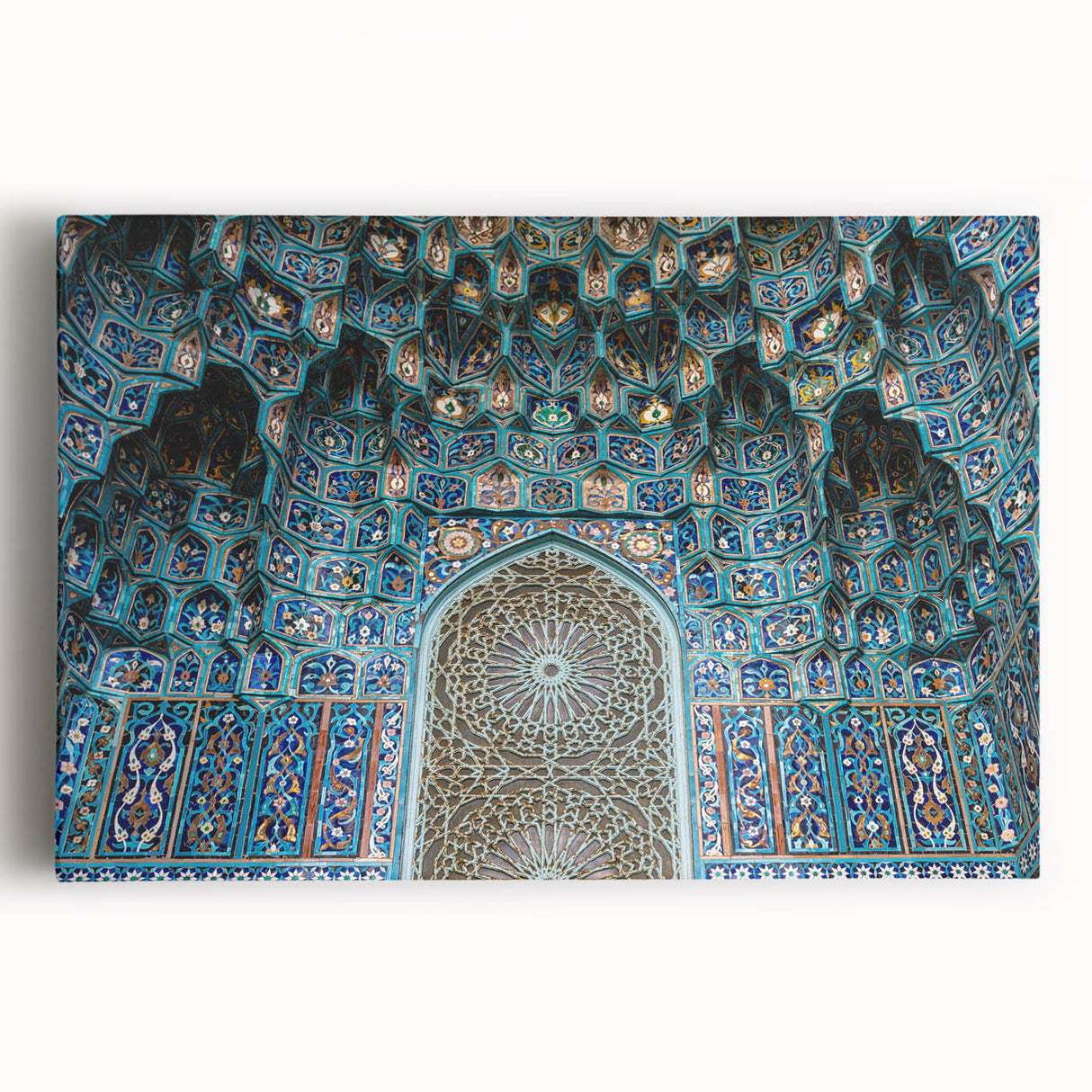 Black and white large art of a Moroccan scenery on stretched canvas, ideal for kitchen wall art.