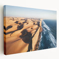 Large stretched canvas depicting a serene Namibian landscape in earthy tones, suitable for kitchen wall art.
