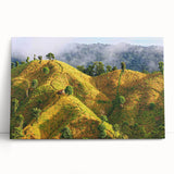 Black and white photo of a serene Bangladeshi landscape on stretched canvas, ideal for kitchen wall art.