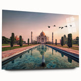 Large abstract depiction of an Indian landscape in vibrant earth tones on acrylic glass.